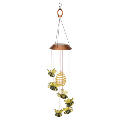 Mobile de jardin 28 po à énergie solaire en métal et acrylique avec panneau solaire intégré et finition résistante aux intempéries