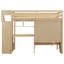 Lit mezzanine simple au-dessus de simple avec bureau intégré et escalier, avec compartiments de rangement et tablettes, naturel-251068792