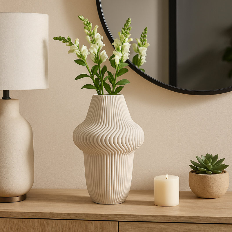 Grand vase sculptural imprimé en 3D pour la décoration de la maison, H 14 po x l 8 po x P 8 po