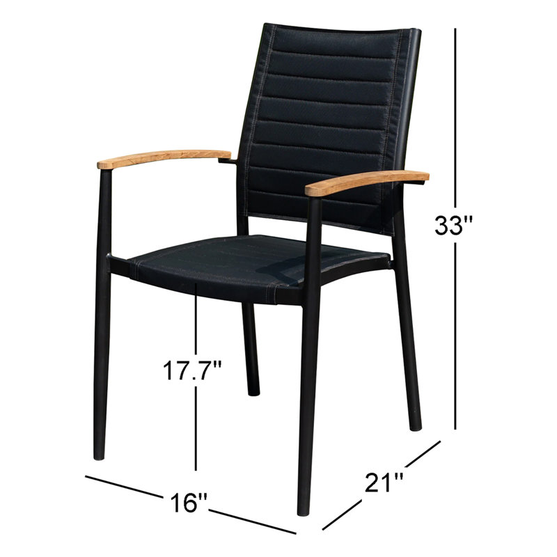 Malacia Powder Coated Aluminum Outdoor Stackable Dining Armchair