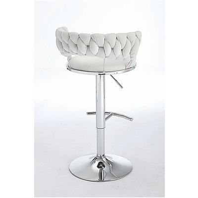 Ensemble de tabourets de bar 2 pièces, avec repose-pieds chromés et velours à hauteur ajustable avec tabouret de bar minimaliste chromé