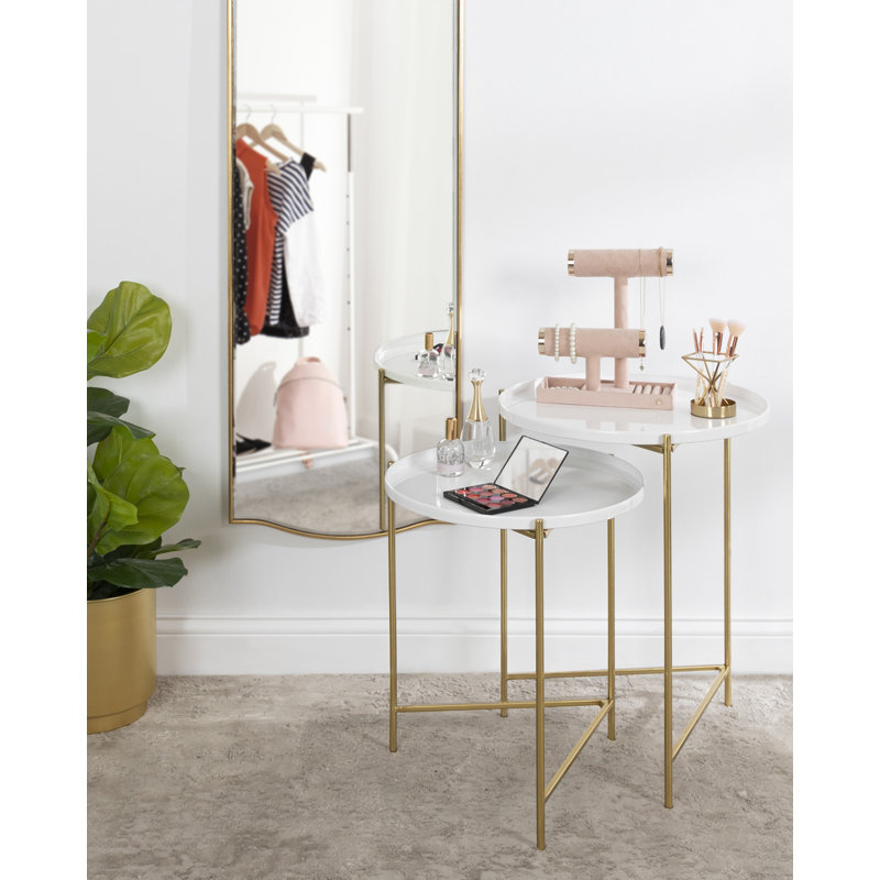 Gwynn Tray Top Nesting Tables, White Top/Gold Base