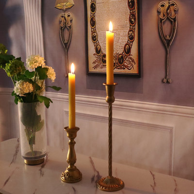 Lot de 6 bougies coniques de 20 cm (8 pouces) en cire d'abeille roulée à la main, mèche 100 % coton pur non parfumé, décoration rustique française pour mariage, fêtes, prière sur l'autel, dîner, décoration intérieure.