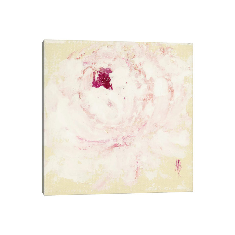 Pink Peony 1 Piece Painting on Canvas, 30.48 cm H x 30.48 cm W, Wrapped Canvas