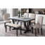 Modern Style 6-Piece Dining Table With 4 Chairs & 1 Bench,Table With Marbled Veneers Tabletop And V-Shaped Table Legs