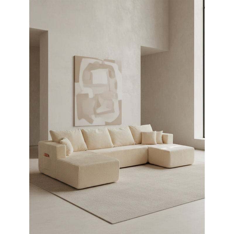 Canapé modulaire 133,86 pouces (comprenant 1 repose-pieds), Beige
