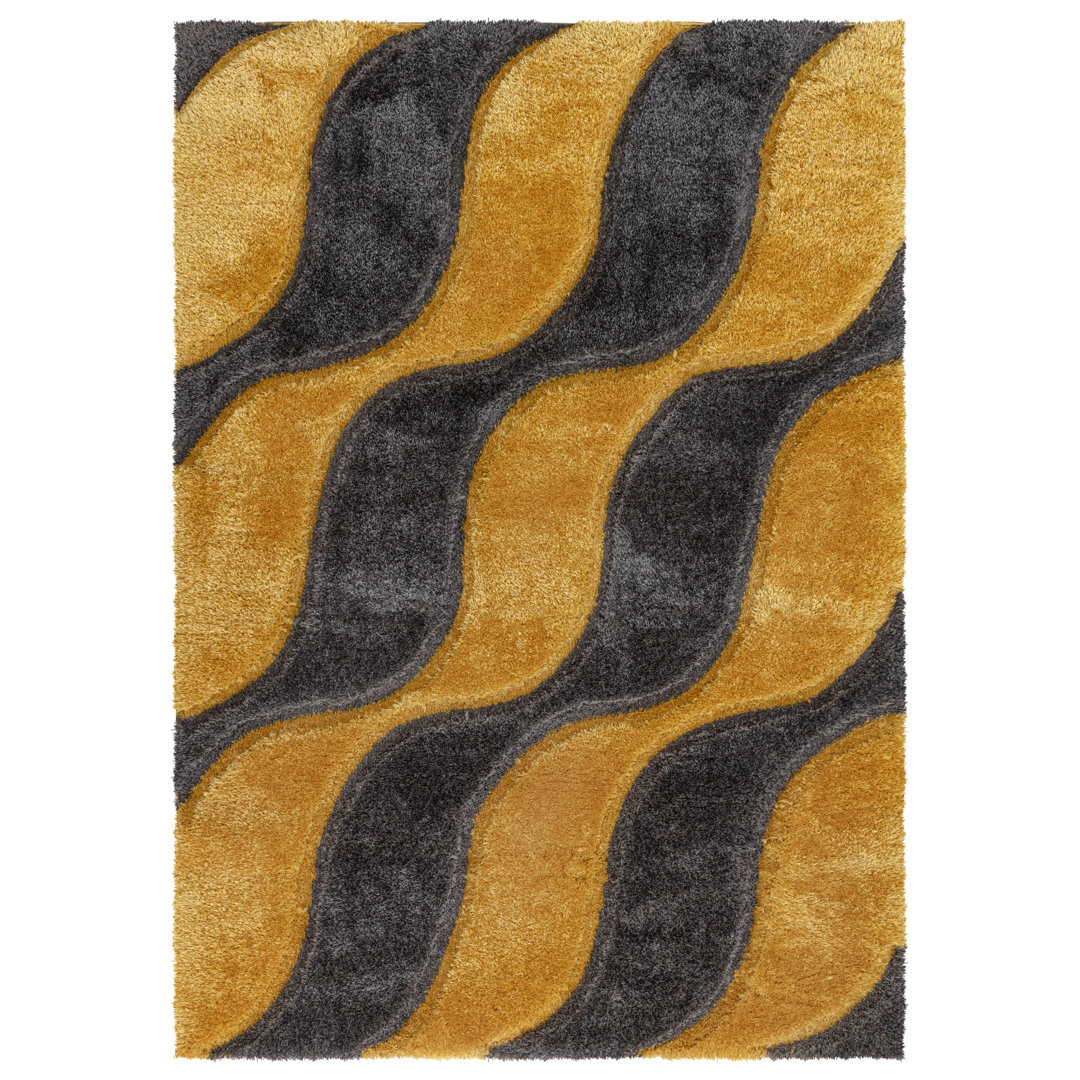 Akhir Geometric Machine Tufted Ochre Area Rug