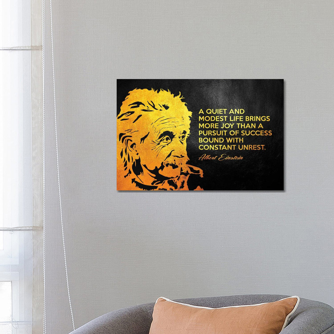 Albert Einstein Inspirational Quote by Adrian Baldovino - Wrapped Canvas Print