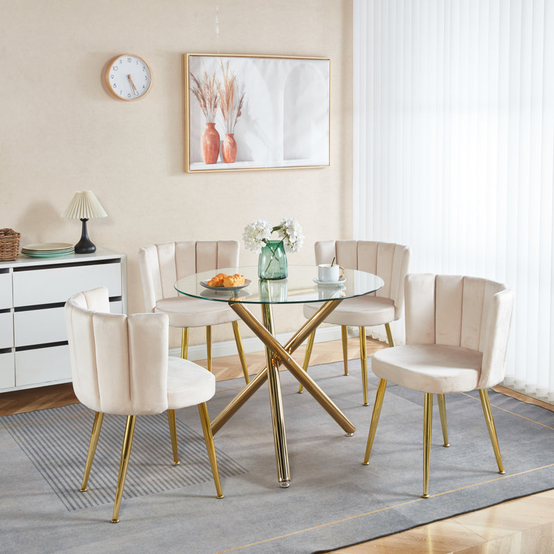 Ensemble de 2 chaises de salle à manger modernes avec pieds en métal, Blanc