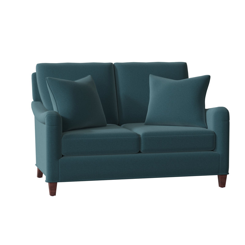 Smythe 57" Rolled Arm Loveseat with Reversible Cushions, Turquoise (8789 91), Espresso