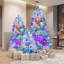 Ensemble de sapins de Noël artificiels pré-illuminés à charnières de 1,20 m, 1,80 m et 2,25 m, avec 2 400 extrémités de branches en PVC et 850 lumières DEL pour la maison, le bureau ou l'école.