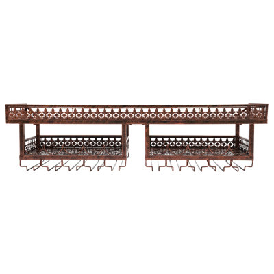 2-Layer Industrial Vintage Metal Wall Mounted Wine Rack