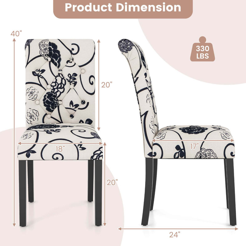 Set Of 2 Tufted Dining Parsons Chair