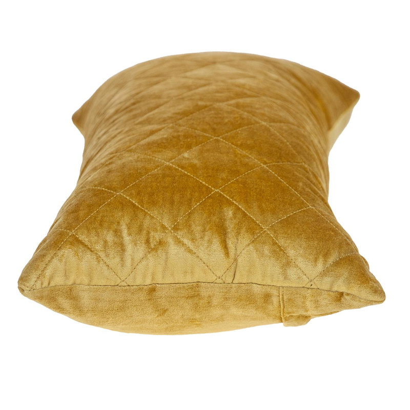 Coussin touffeté à losanges jaune ocre transitionnel, Jaune