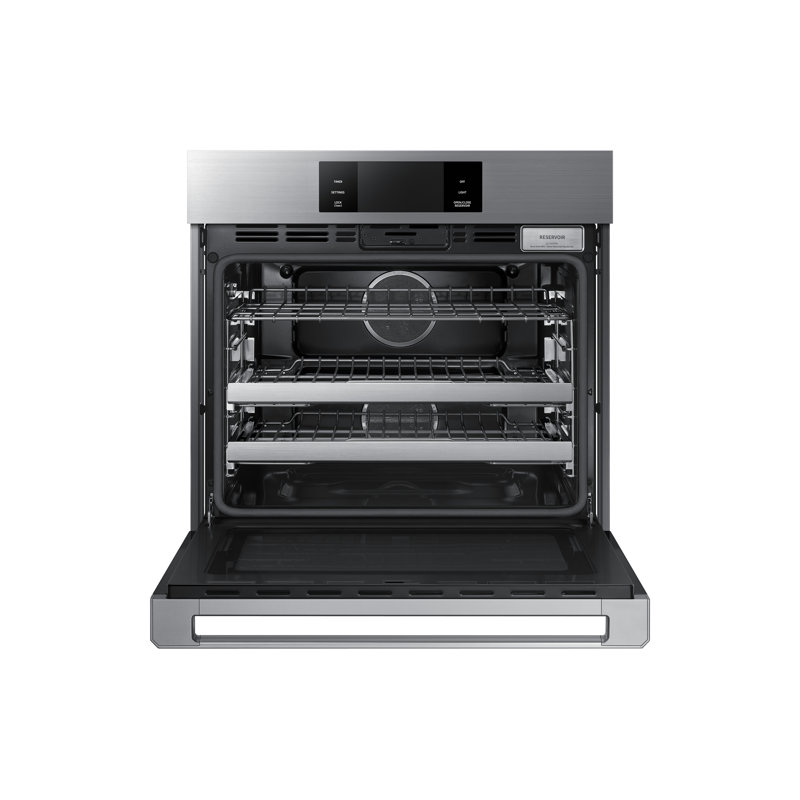30" Single Wall Oven Steam, Contemporary, Silver Stainless