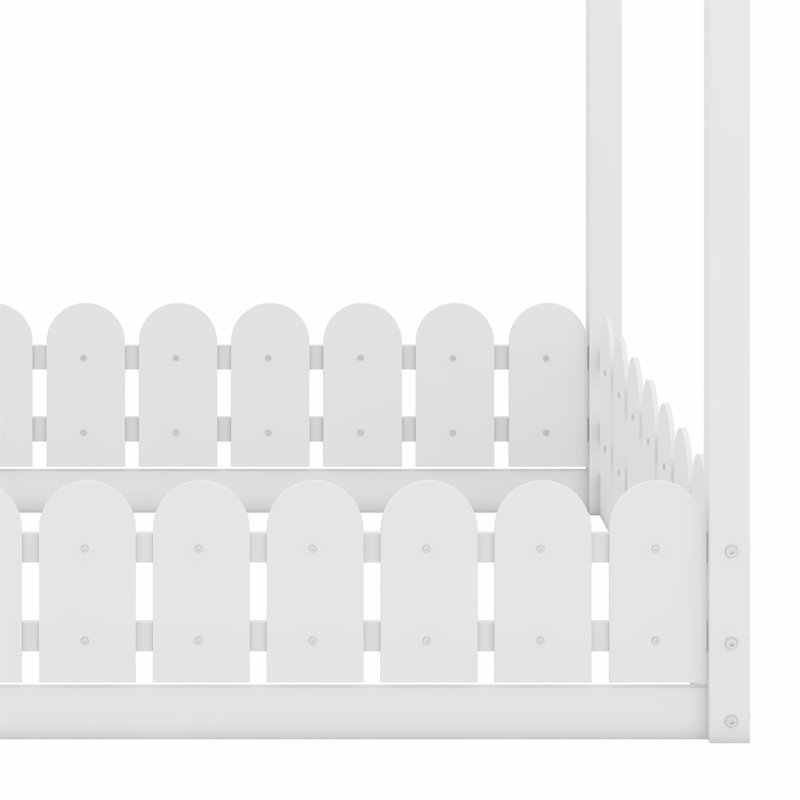 Lit en bois avec tête de lit, Double, Blanc