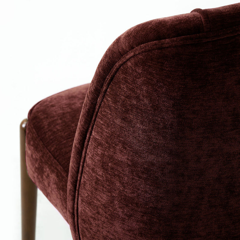 Fauteuils d'appoint avec assise large de 52 cm (20,5 po), revêtement en chenille et pieds en bois massif, Chenille bourgogne