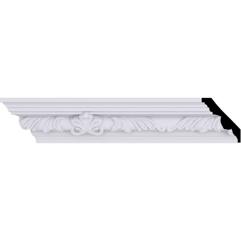Endurathane Telma Twisted Leaf Crown Moulding, 2 7/8"H x 2 1/2"P x 3 7/8"F x 94 1/2"L, (11 1/4" Repeat), Factory Primed