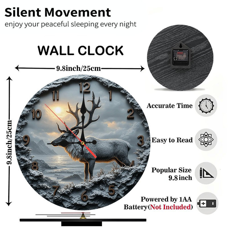 Horloge murale renne au lever du soleil