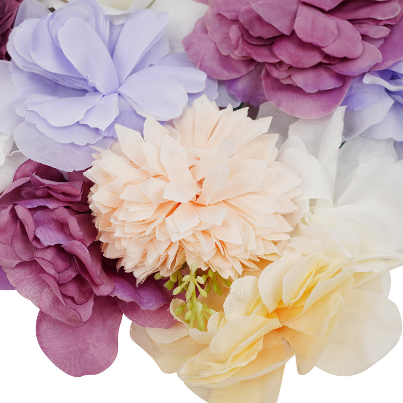 Panneaux muraux fleurs artificielles, 16 panneaux muraux fleurs PCS, décoration murale fleurs artificielles, Purple/White