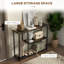 Console 39 po, canapé moderne avec 2 tablettes de rangement, structure en acier, table d'entrée étroite pour le couloir, brun