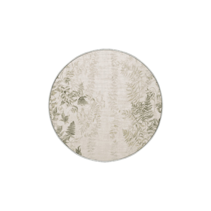 Tapis beige soyeux et moelleux, Rond 7 pi