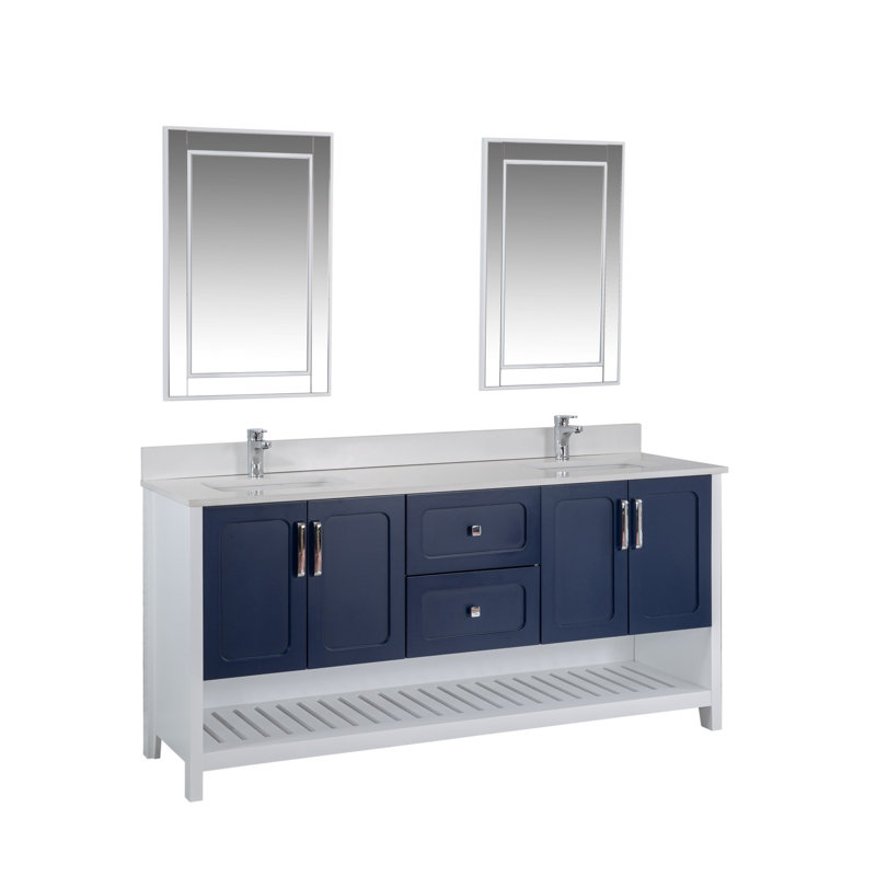 Meuble-lavabo double standard autoportant Cinamon 1800mm, Bleu