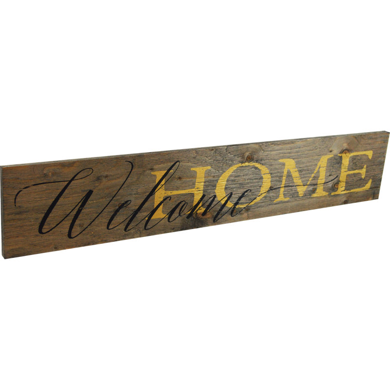 « welcome home », art textuel sur bois