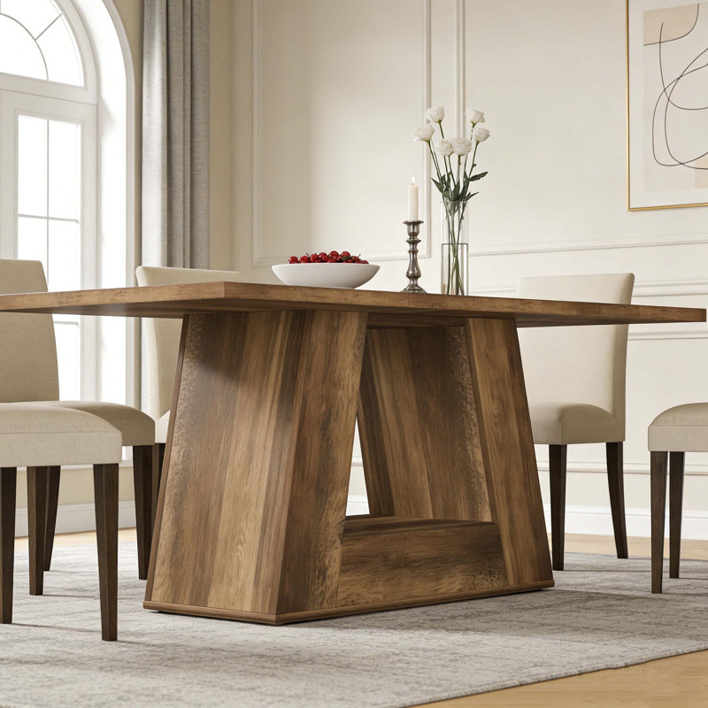 Faux Marble Kitchen Dining Table for 4 to 6 People, Brown