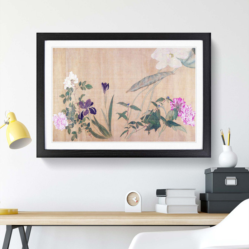 One Hundred Flowers Vol.7 by Yun Shouping - Picture Frame Painting Print, 36cm H x 48cm W x 2cm D, Black Framed