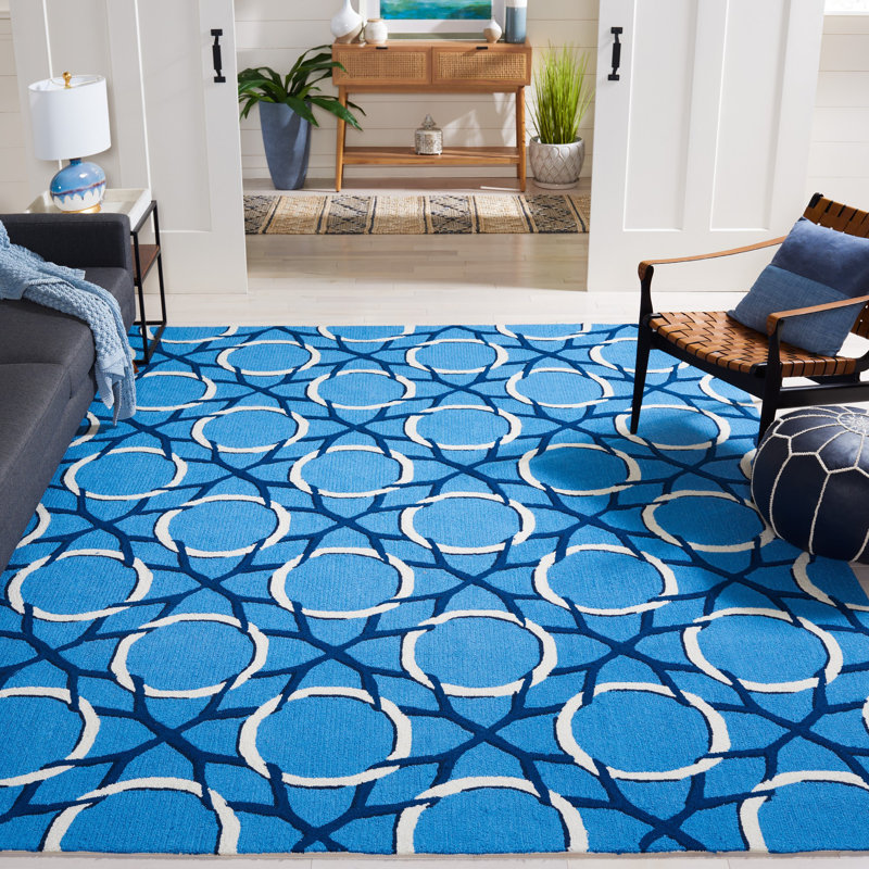 Aliz Hand Hooked Performance Geometric Rug, Rectangle 8' x 10'