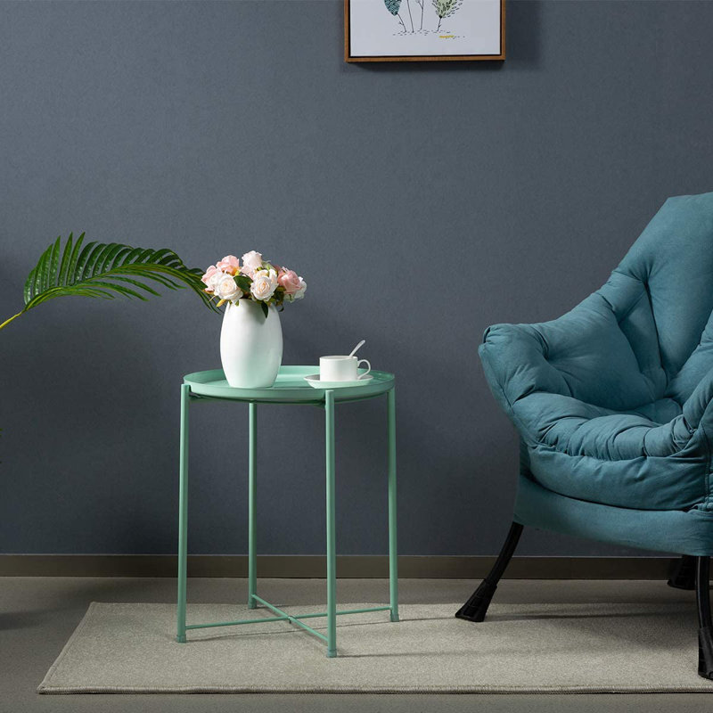 Otwell Steel Tray Top End Table, Mint Blue, Mint Blue