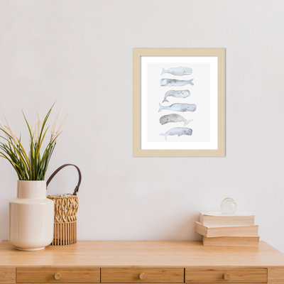 Kids Line Whale Art by Gemma Bardot Wood Framed Wall Art Print