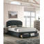 Mobilier de chambre à coucher tête de lit capitonné avec rangement en tissu et toile de lit simple gris anthracite
