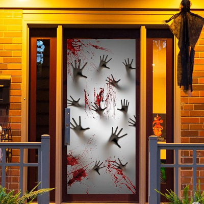 3 couvre-portes de 30 po x 72 po Décorations d'Halloween Autocollants d'intérieur pour maison hantée Articles de fête