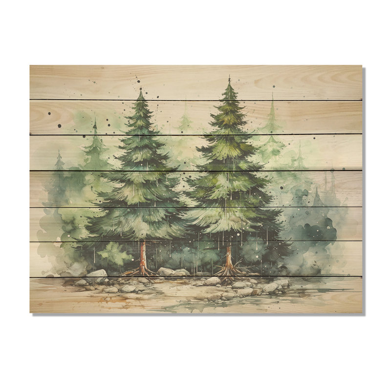Minimalisme, pinède forêt II - pin sur bois, H 10 po x l 20 po