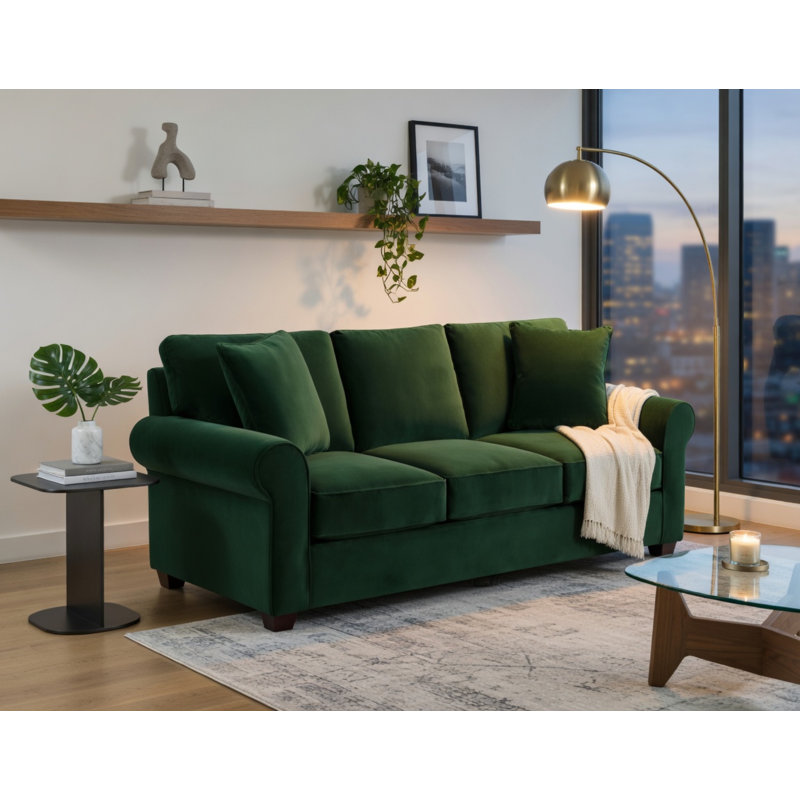 Ardmont 81'' Rolled Arm Sofa with Reversible Cushions, Hunter