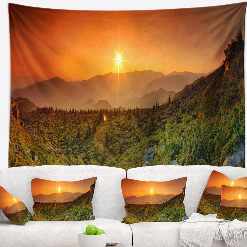 Tapisserie abstraite «Summer in montagnes», H 78 po x l 92 po