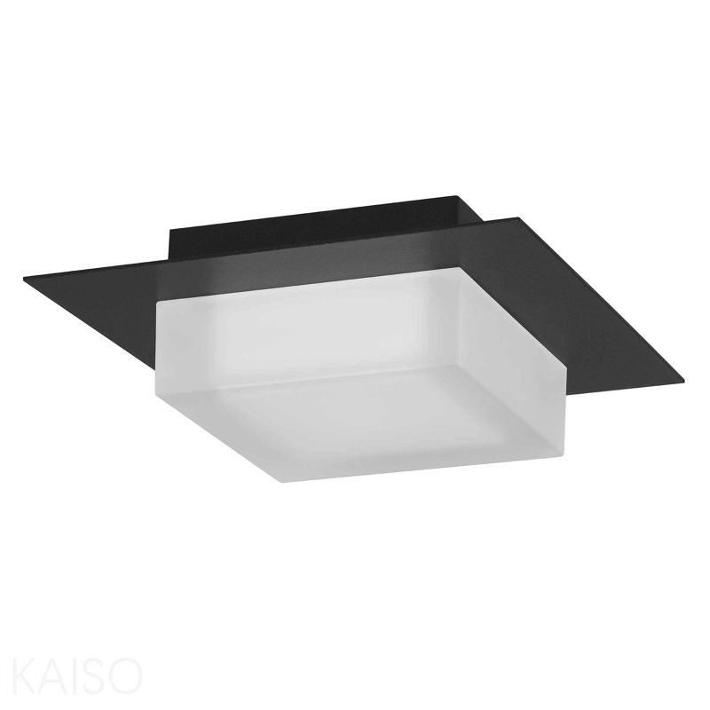 8 Inch Square Black Integrated Led Flush Mount, 2.75" H x 8" W x 8" D, Black