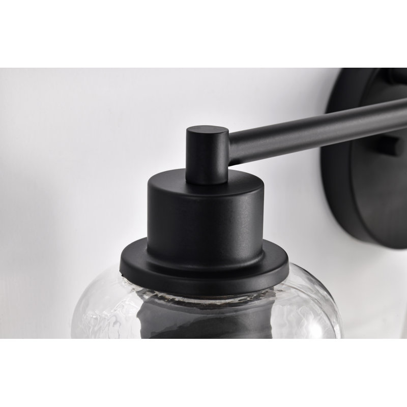 Amissa - coiffeuse - finition noir mat - verre nervuré transparent, 24 po de largeur, Trois lumières