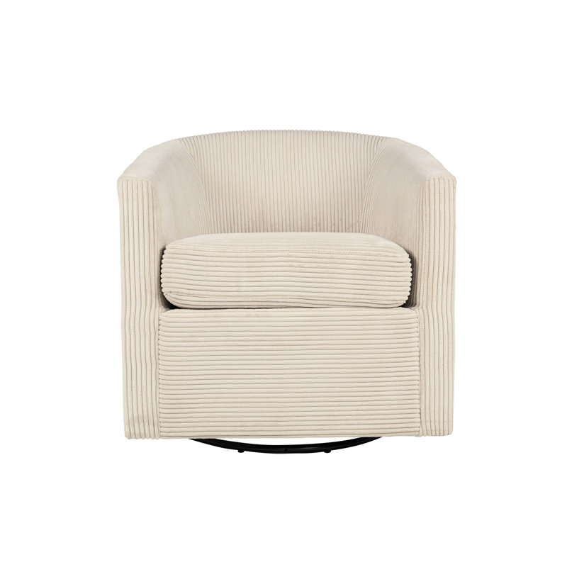 Chaise pivotante en velours côtelé beige avec fibres en forme de U, idéale pour les sangles de salon et les espaces de conversation