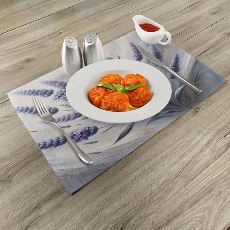 Lavender Floral Polyester Canvas Placemats Set of 4
