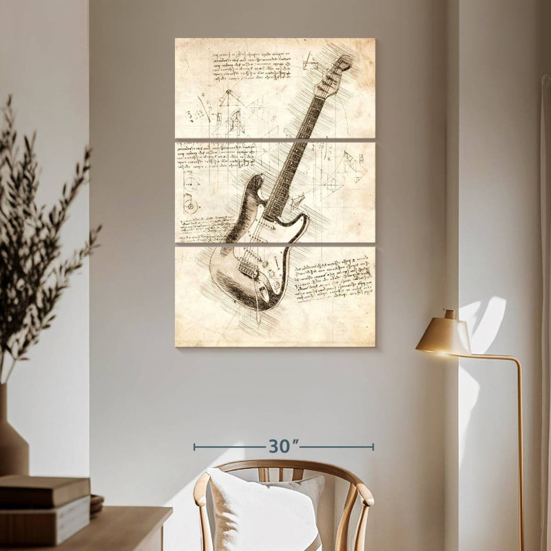 Abarca Electric Guitar Blueprint, 65" H x 42" W