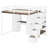 Full Size Loft Bed with Storage Staircase,Built-In Dressing Table with Mirror and Drawer, Wardrobe & Cabinets, USB Charging Ports and Lights, White+Brown-2067999805