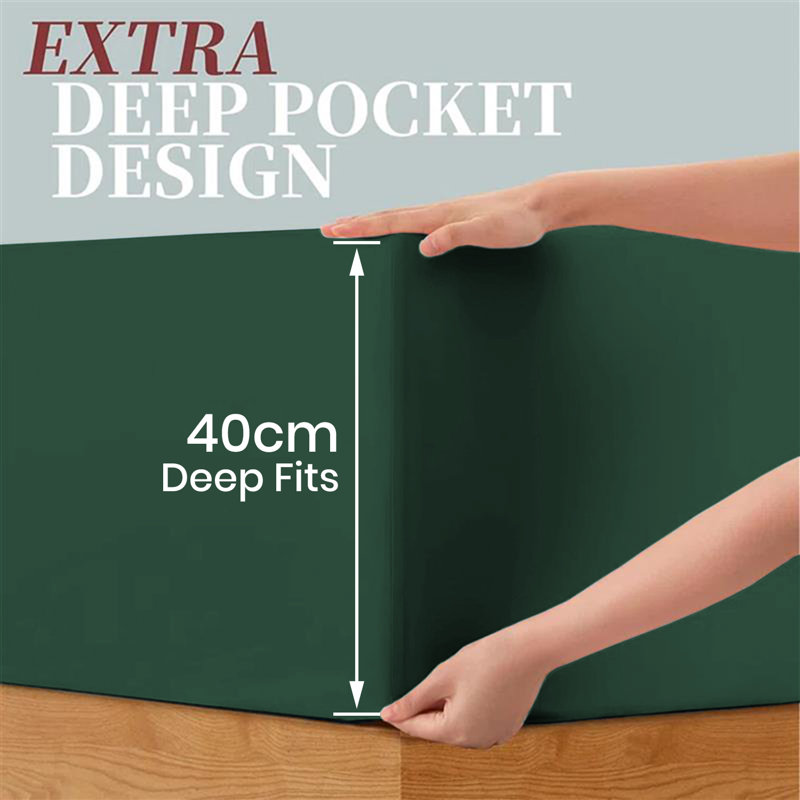 40 cm Soft Brushed Microfiber Extra Deep Fitted Sheet, Kingsize (5'), Emerald