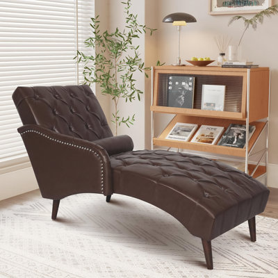 Elegant Indoor Accent Chair – Tufted Back Chaise Couch With Legs And Pillow Support