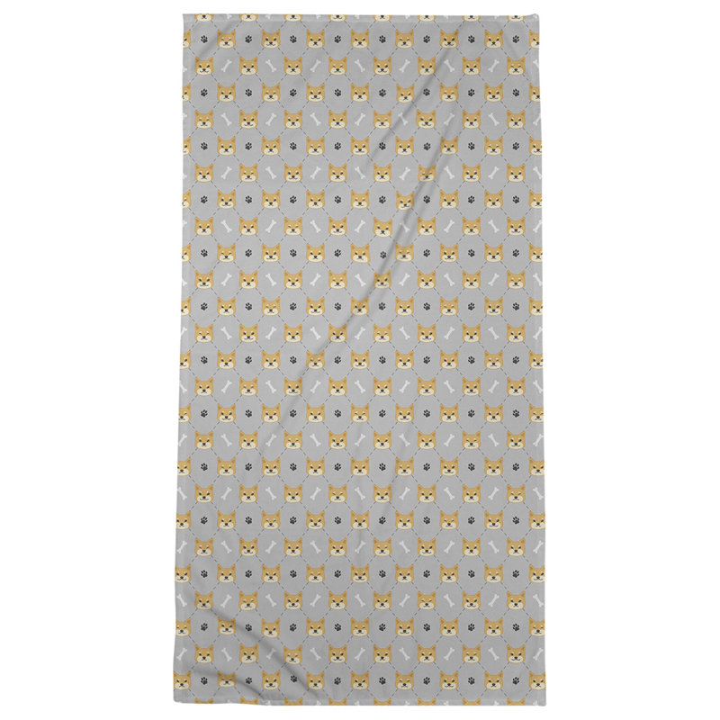Serviette de bain Shiba Inu, gris
