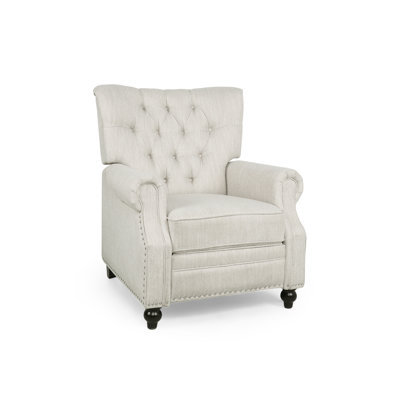 Button Tufted Heavy-Duty Manual Reclining Sofa - Home Theater Seating with Rivet Decoration