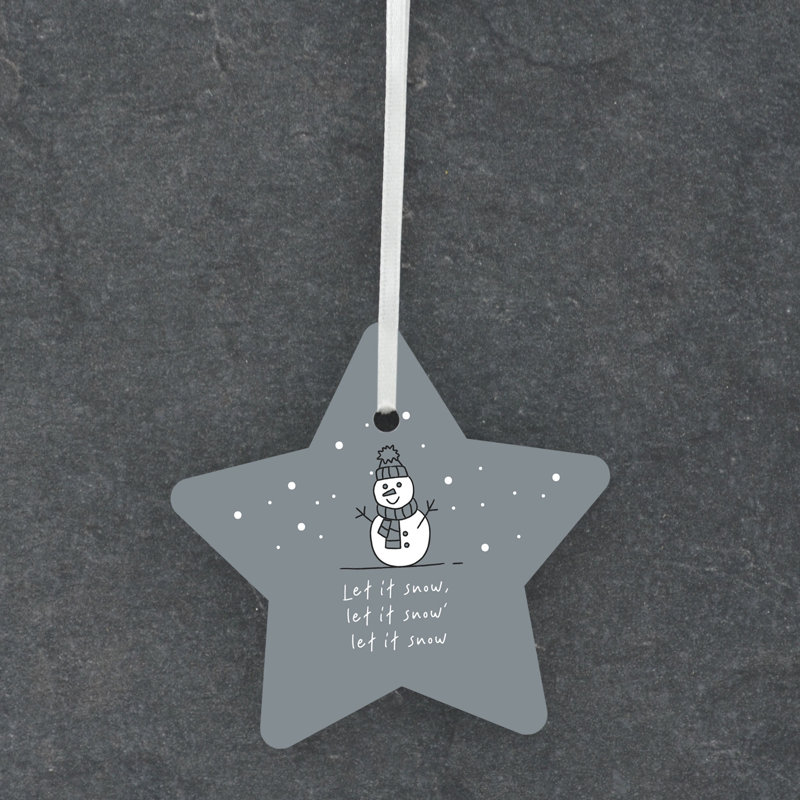 The Seasonal Aisle Snowman Let It Snow Star Shaped Ceramic Ornament