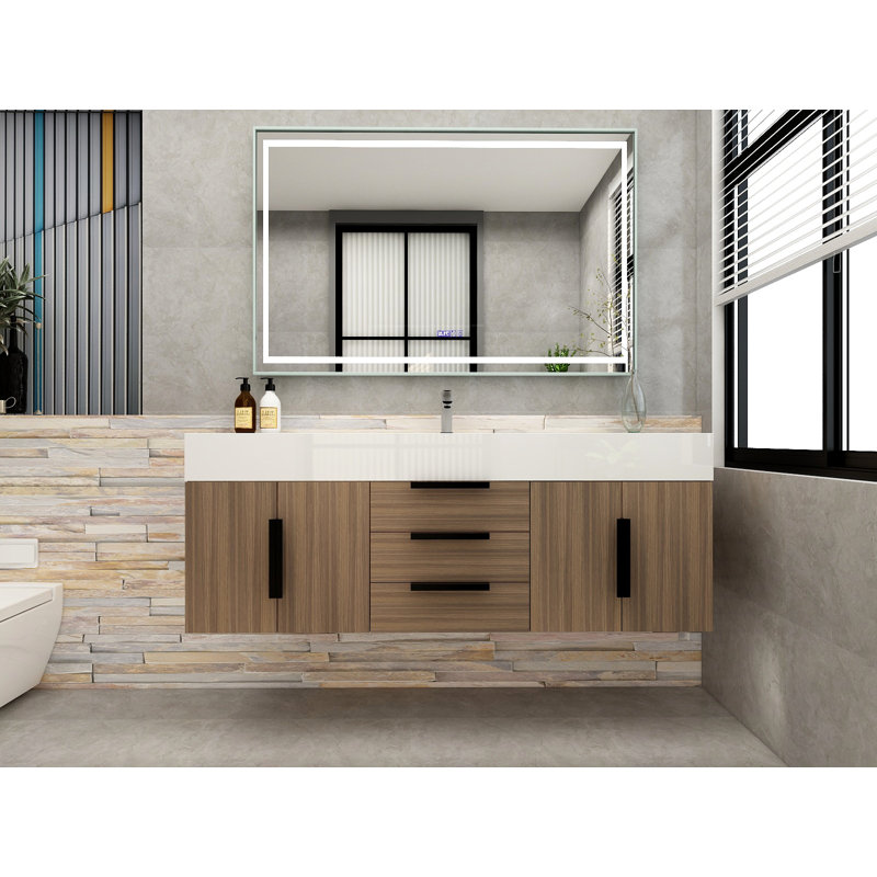 Jessica 60'' Wall-Mounted Single Bathroom Vanity, Wood